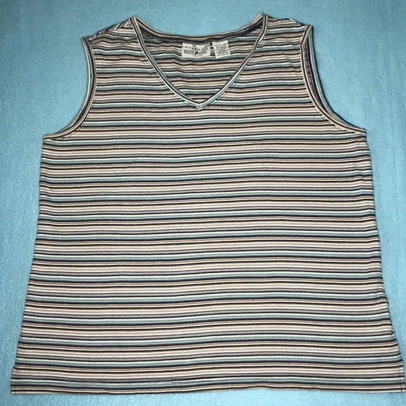 WHITE STAG stretch striped v-neck tank top size XL - Picture 1 of 4